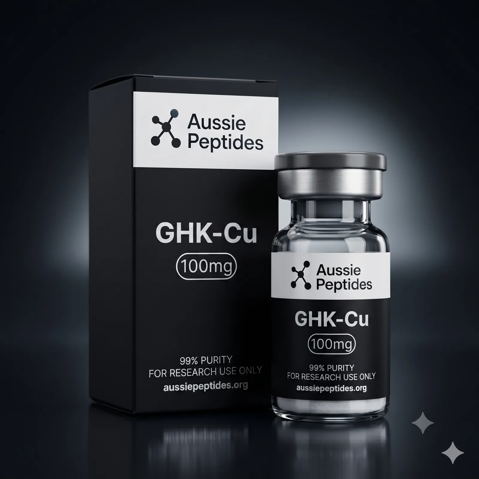 GHK-Cu 100mg Vial – Aussie Peptides research peptide vial