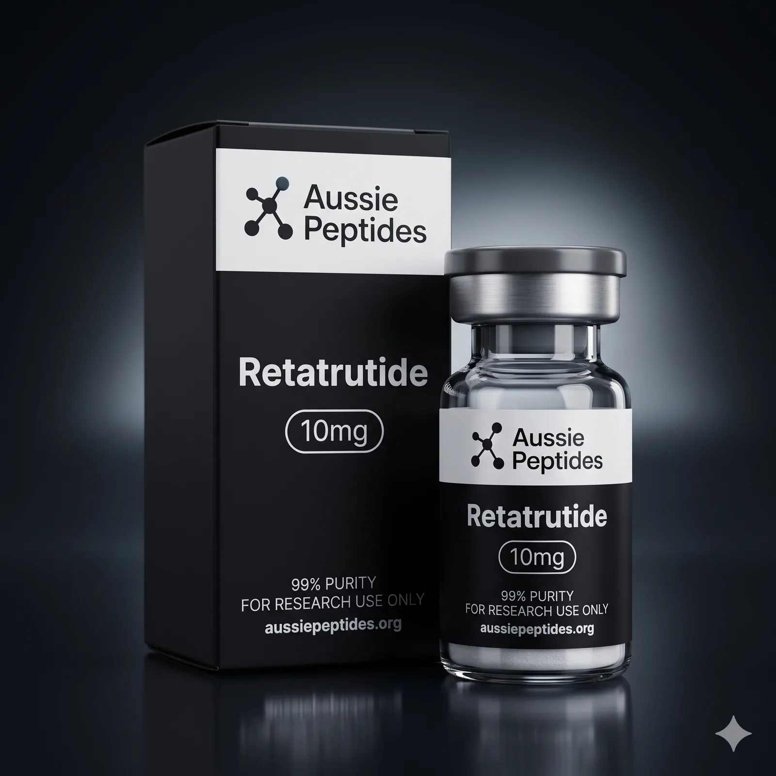 Retatrutide 10mg Vial – Aussie Peptides research peptide vial
