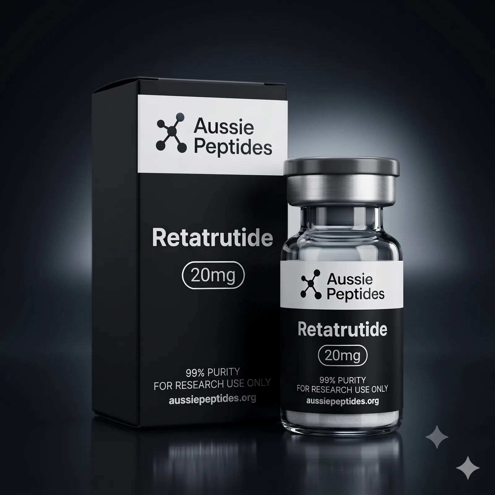 Retatrutide 20mg Vial – Aussie Peptides research peptide vial